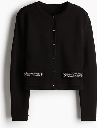 H&M Bead-embellished cardigan - Schwarz