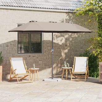 Berkfield Home Garden Parasol Taupe 380 x 196 x 235 cm Powder-coated steel