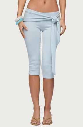 Edikted Adara Tie Capri Pants in Light-Blue at Nordstrom, Size X-Large