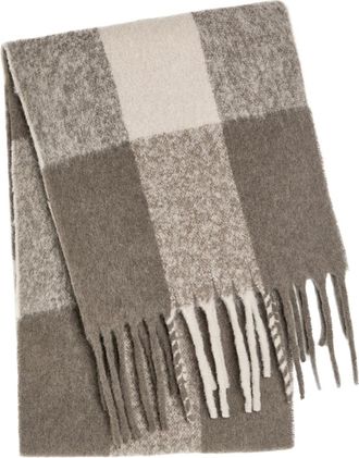 Eileen Fisher Eileen Fisher Boucle Cloud Checked Alpaca-blend Scarf - Brown - One Size