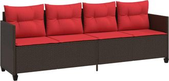 vidaXL Tumbona Con Cojines Rat&aacute;n Sint&eacute;tico Marr&oacute;n Vidaxl