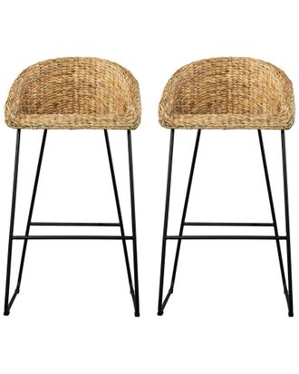 SEI Furniture Set of 2 Landrine Water Hyacinth Bar Stools