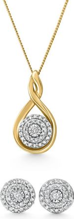 Pompeii3 Diamond Pendant Earring Set Yellow Gold