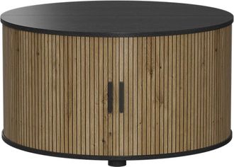 Vicco tavolino soggiorno Selva, Quercia/nero, 80 x 80 cm con porta scorrevole, Vicco