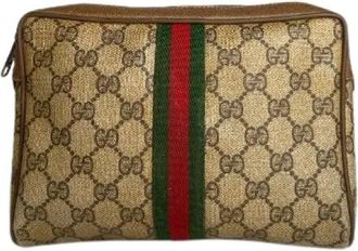 Gucci Pre-owned Clutches, female, Beige, Size: ONE SIZE Pre-owned Vintage Leather Clutch