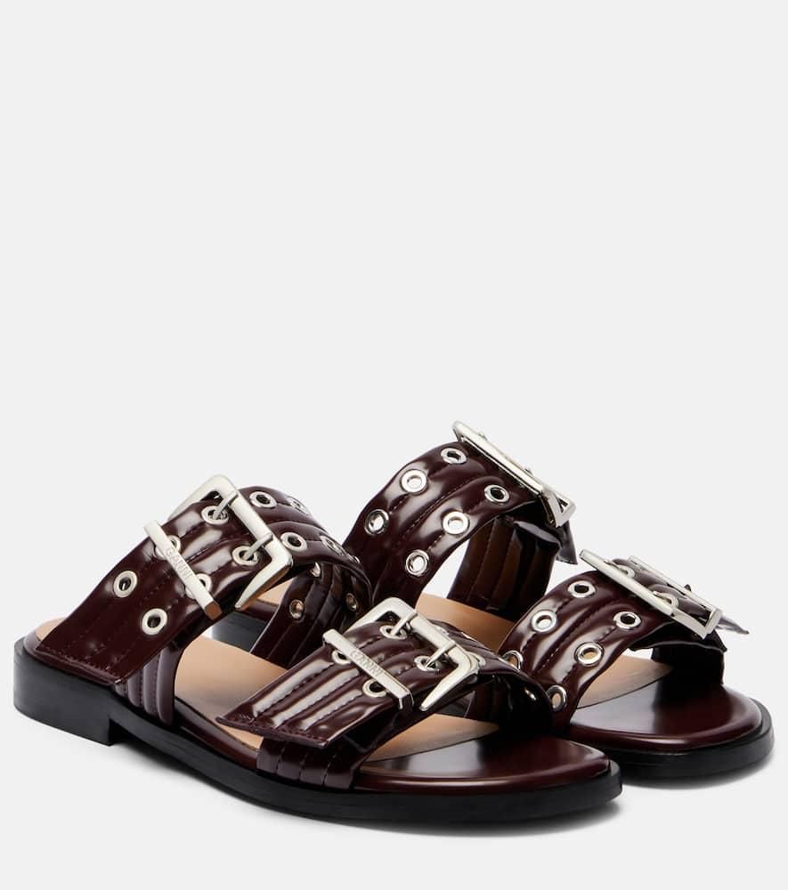 SALE！！GANNI トングサンダル GANNI Ruched satin mules | THE OUTNET
