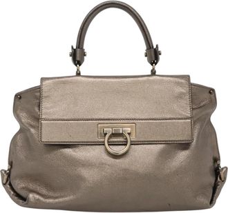 Ferragamo Sofia Satchel Leather Gold Leather Handbag (Pre-Owned)