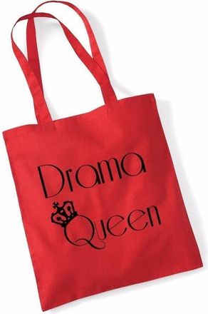 Bang Tidy Clothing Printed Tote Bag Womens Gift Idea 100% Cotton Drama Queen Funny Beach Accessories Womens Gift Idea Canvas Shoulder Bag - Red