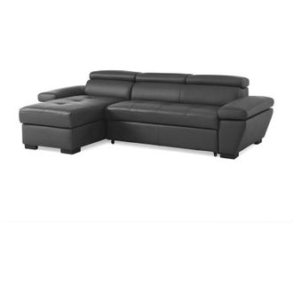 Vente-Unique Vente-unique - Divano letto angolare in pelle Antracite - Angolo a sinistra - jonova