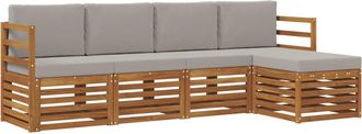 vidaXL Conjunto De Sof&aacute;s De Exterior 5 Uds. Natural Y Gris Claro Vidaxl