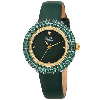 B&uuml;rgi Diamond Green Dial Ladies Watch BUR227YGN