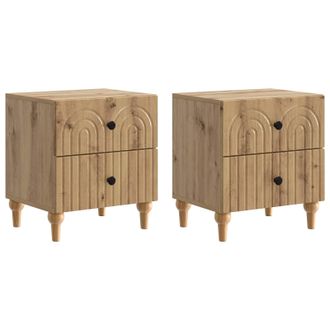 vidaXL Armario De Noche 2 Pcs Roble Artesanal 43 X 34,5 X 48 Cm Vidaxl
