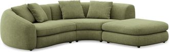 Castlery Fable Single Arm Sectional Sofa Right Facing Customized, (Washed Chenille) Moss, Machine Washable, Ultra Deep Seats for Green