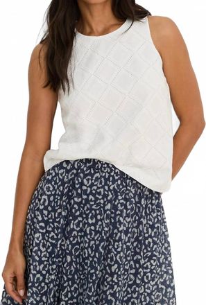 Nic+Zoe Diamond Eyelet Top In Paper White