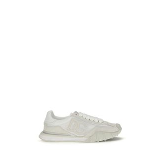 Dolce & Gabbana White Calf Leather Bos Taurus Athletic Mens Sneakers