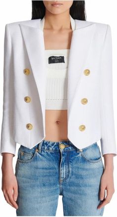 Balmain Geknipte jas met 6 knopen - Dames - Blazers - Wit - M - Jassen
