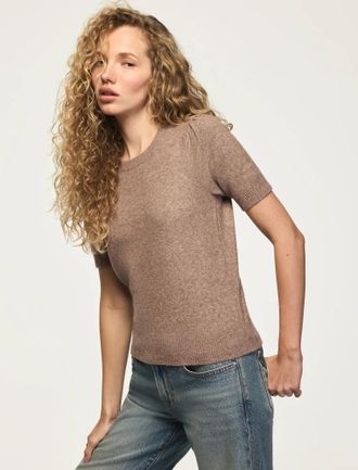 Lucky Brand Womens Puff Sleeve Sweater Tee