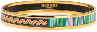 Herm&egrave;s 1900s 65 smalle emaille armband met strepen - Goud
