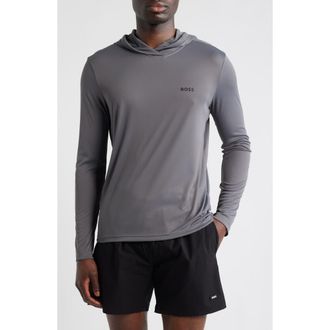 BOSS Hooded Long Sleeve Rashguard in Grey at Nordstrom, Size Xx-Large
