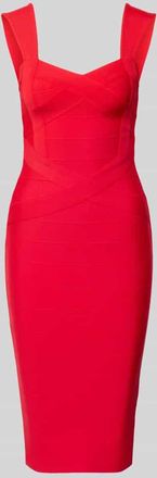 Lipsy Knielanges Cocktailkleid mit Herz-Ausschnitt in Rot, Gr&ouml;&szlig;e 34