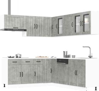 vidaXL Vidaxl - Mueble Cocina Lucca Gris Hormig&oacute;n 11 Pzas Madera Contrachapada