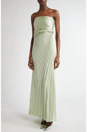 A.L.C. Layla Strapless Pleated Maxi Dress In Spearmint