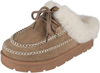 Loud Look Ladies Faux Fur Slippers Slip On Flat Heel Round Toe Comfy Casual Indoor Outdoor Warm Lined Lightweight Non Slip Shoes for Home Walking Daily Wear Sho