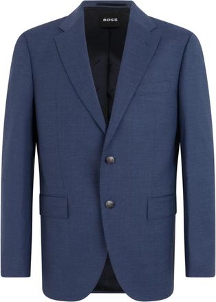 HUGO BOSS Enkelrijdig wollen blazer - Heren - Blazers - Blauw - M - Wol - Jassen