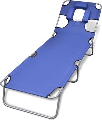 vidaXL Vidaxl - Tumbona Plegable De Acero Con Coj&iacute;n De Cabeza Acero Azul