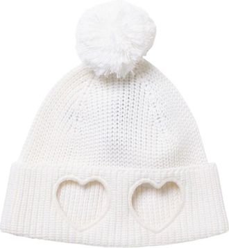 Vivetta Vivetta, Accessoires, Dames, Wit, ONE Size, Wol, Uitgesneden Pom Pom Beanie