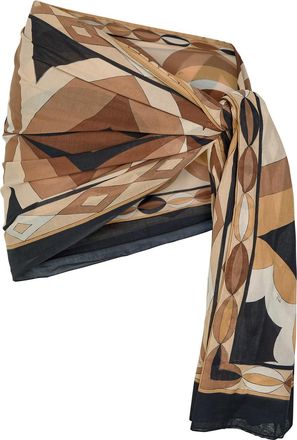 Pucci Printed Cotton Sarong - Black - One Size