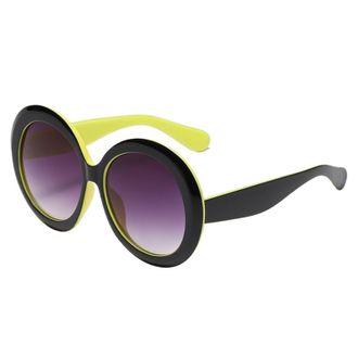 Generic Fashion Round Large Frame Sunglasses Men And Women UV400 Outdoor Vacation Photo Party Sun Glasses(Yellow)