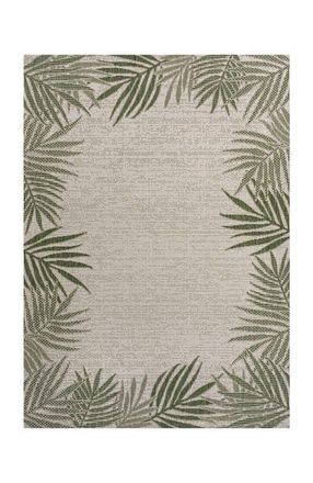 Jonathan Y Designs Isla Coastal Cottage Palm Frond Border Indoor/Outdoor Area Rug in Green/cream at Nordstrom, Size 4Ft 0In X 6Ft 0In