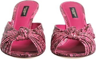Dolce & Gabbana Pink Leather Heels Slides Sandals Womens Shoes