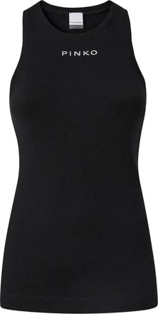 Pinko Top a coste con logo - Nero