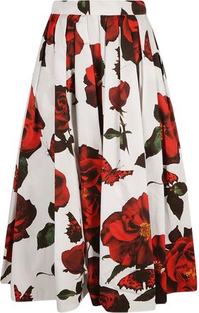 Alexander McQueen Gonna con stampa - Bianco