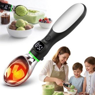 OEM Cuchara Para Helado Con Calefacci&oacute;n, Con Pantalla Led, 3 Niveles De Calor (50 &deg;c/60 &deg;c/70 &deg;c), Bater&iacute;a Recargable, F&aacute;cil De Limpiar, Color Negro