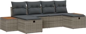 vidaXL Vidaxl - Garden Sofa Set with Cushion 6 pcs Grey Poly rattan