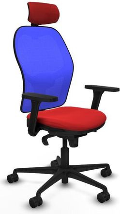 Piqueras y Crespo Piqueras Y Crespo - Jorquera Sincro Malla Azul Similpiel Rojo Brazos 3d Base Nailon Cabecero 2d Ruedas 65mm Nailon