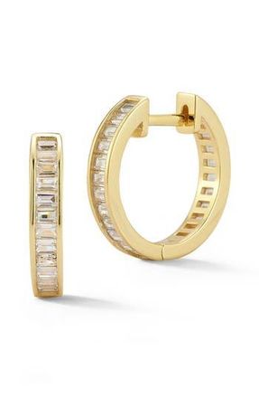 Chloe and Madison Cubic Zirconia Huggie Hoop Earrings in Gold at Nordstrom Rack