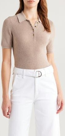 Rag & Bone Darcey Cotton & Cashmere Polo Sweater in Dark Taupe at Nordstrom Rack, Size X-Small