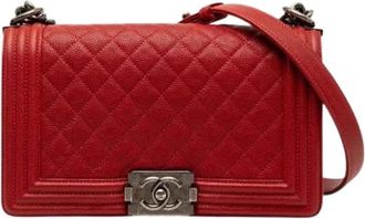 Chanel Pre-owned The Boy Flap - Dames - Vintage Schoudertas - Rood - ONE Size - Leer - Vintage