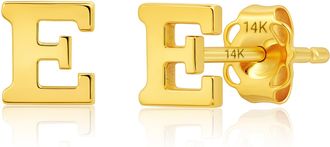 MAX + STONE 14k Yellow or White Gold Small Script Initial Letter Stud Earrings