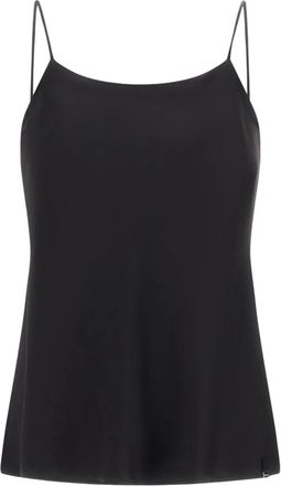 Herno Zwarte Cr&ecirc;pe Satijnen Camisole in Zwart - Dames - Tops zonder mouwen - Zwart - XL - Satijn - Tops