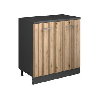 Vicco Armario De Cocina Para Techo Inclinado R-line, Roble Artesanal, 80 Cm Sin Inclinaci&oacute;n Con 2 Puertas, Vicco