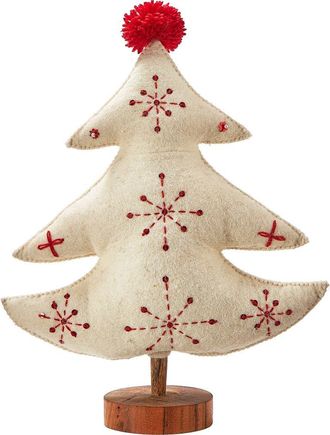 Tag Embroidered Wool Ivory Christmas Tree Decor for Tabletop in White at Nordstrom