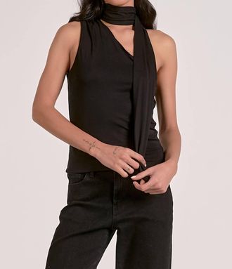 Elan Sleeveless Wrap Neck Top In Black
