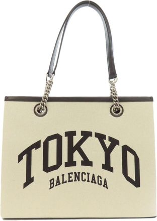 Balenciaga Black White Canvas Tote Bag (Pre-Owned)