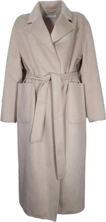Kaos Elegante Ivoor Wollen Jas - Dames - Jas met riem - Beige - M - Wol - Jassen