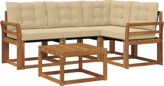 vidaXL Conjunto De Sof&aacute;s De Exterior 5 Uds. Natural Y Beige Vidaxl